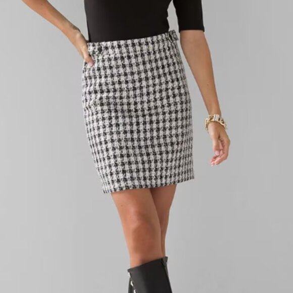 WHBM Houndstooth Checkered Boot Pencil Skirt - Picture 2 of 13